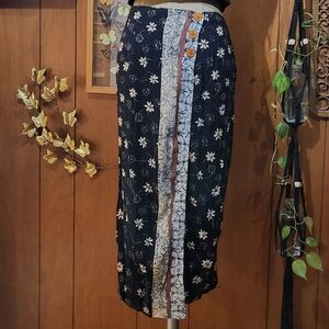 Vintage Wrapper Floral Blue and White Skirt